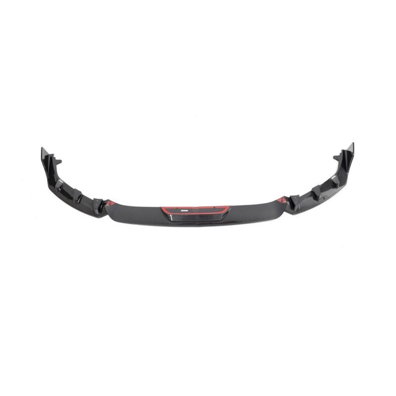 Close-up of BMW M2 (G87) dry carbon fiber front bumper lip