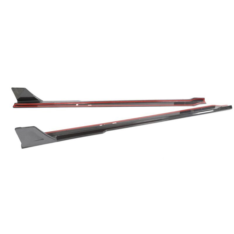 Installed BMW M2 (G87) dry carbon fiber side skirts