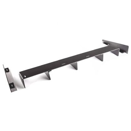 Aluminum rear bumper diffuser with aerodynamic fin design for improved airflow, downforce, and sporty rear styling