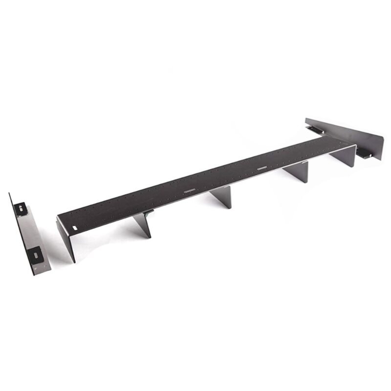Aluminum rear bumper diffuser with aerodynamic fin design for improved airflow, downforce, and sporty rear styling