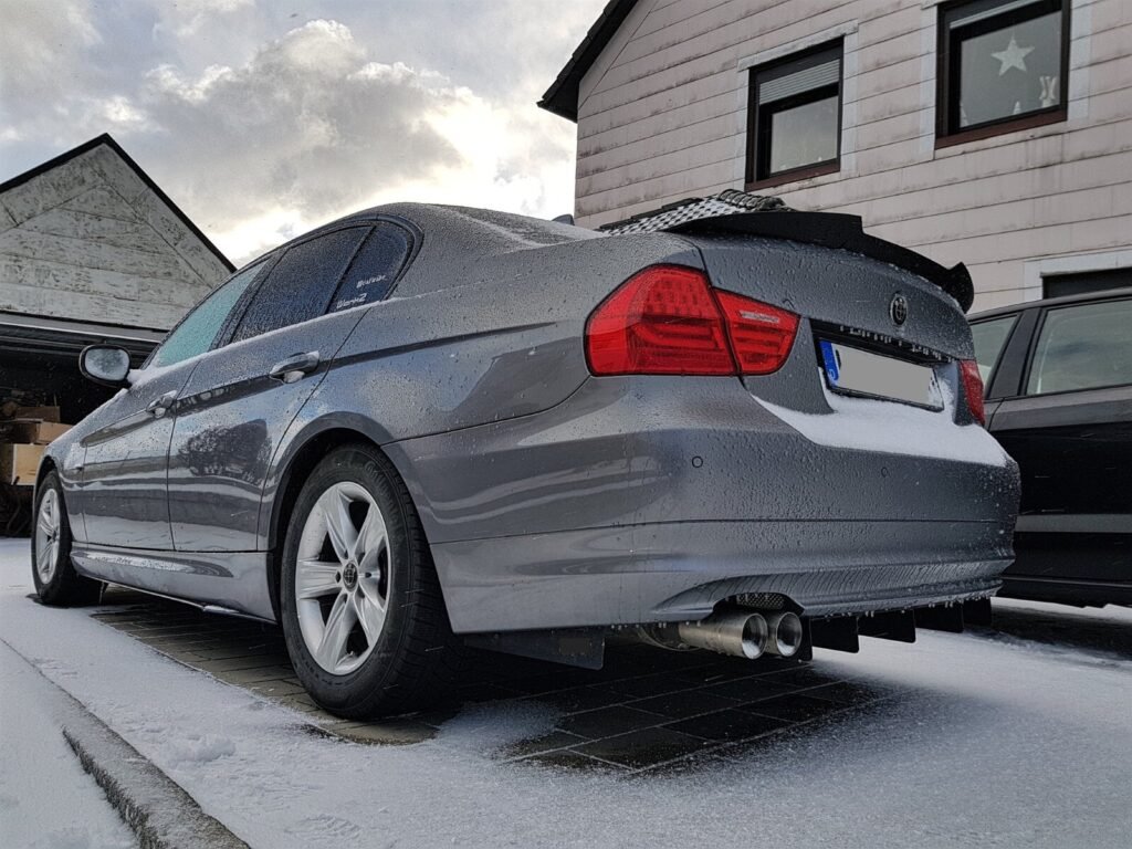 Installed BMW E90 / E91 aluminum rear diffuser